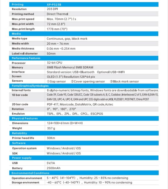 Hillpos HM-320 3” Mobil Etiket Yazıcı - Görsel 3
